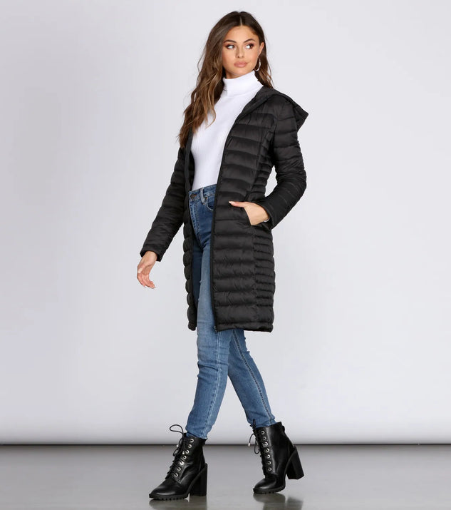 Long Puffer Hooded Jacket