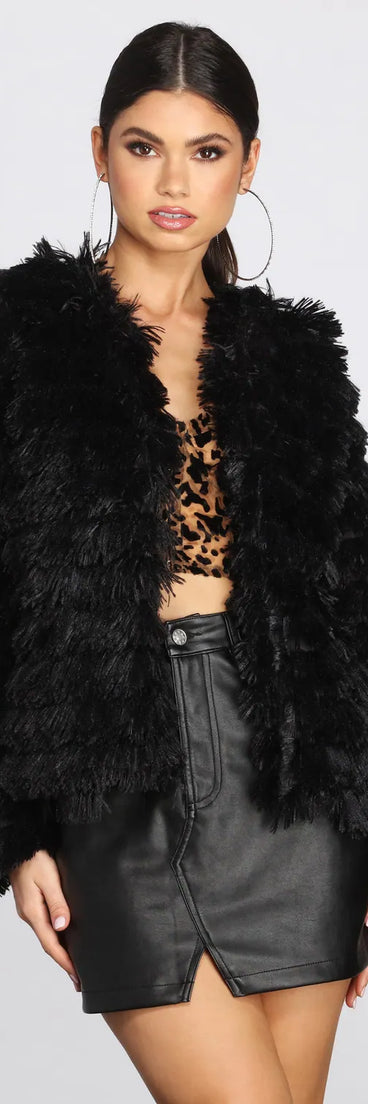 Open Yarn Fringe Jacket