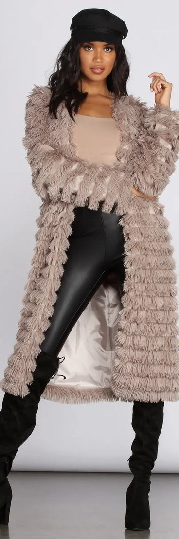 Long Line Fringe Coat