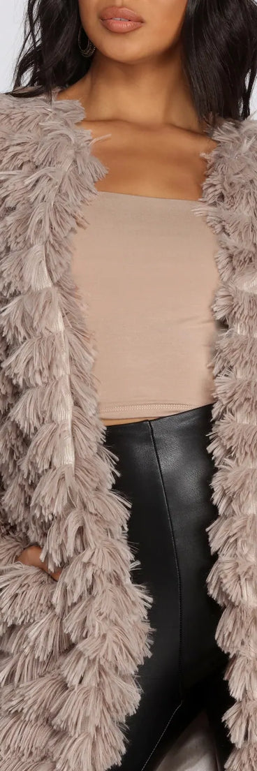 Long Line Fringe Coat