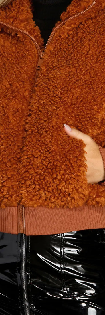 Faux Fur Zip Front Jacket