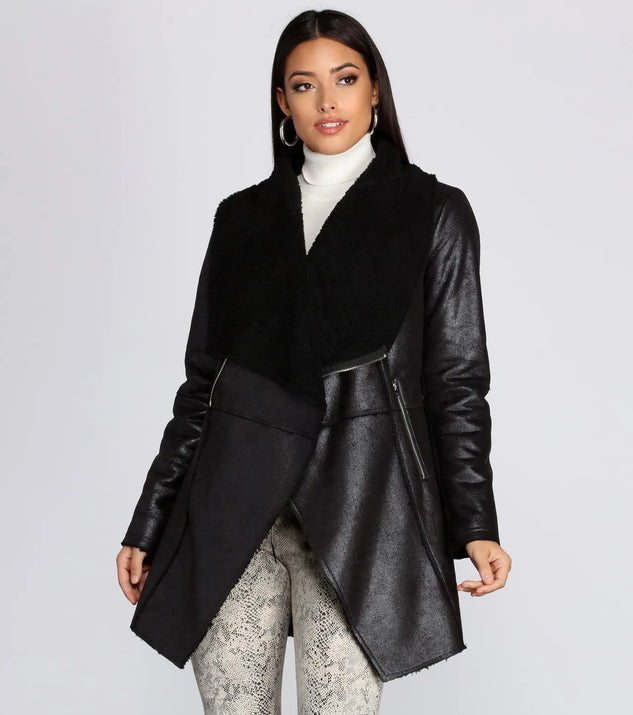 She Means Business Faux Leather Coat