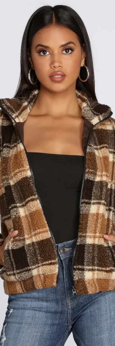 Pretty In Plaid Faux Fur Jacket