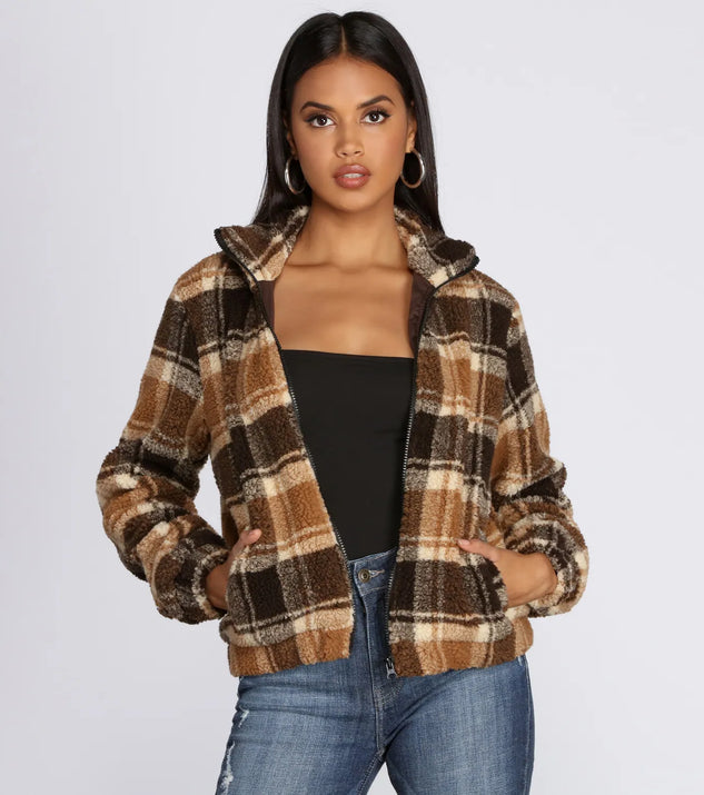 Pretty In Plaid Faux Fur Jacket
