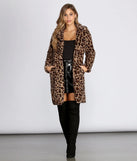 Leopard Long Line Faux Fur Coat