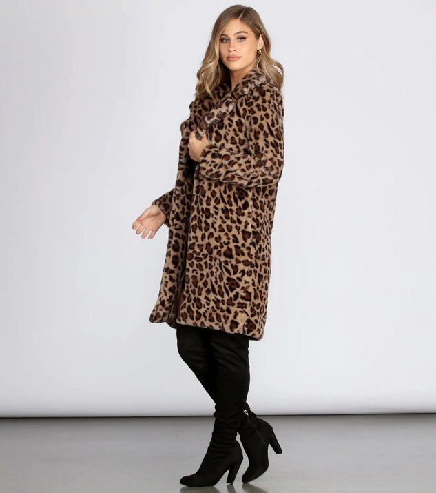 Leopard Long Line Faux Fur Coat | Windsor