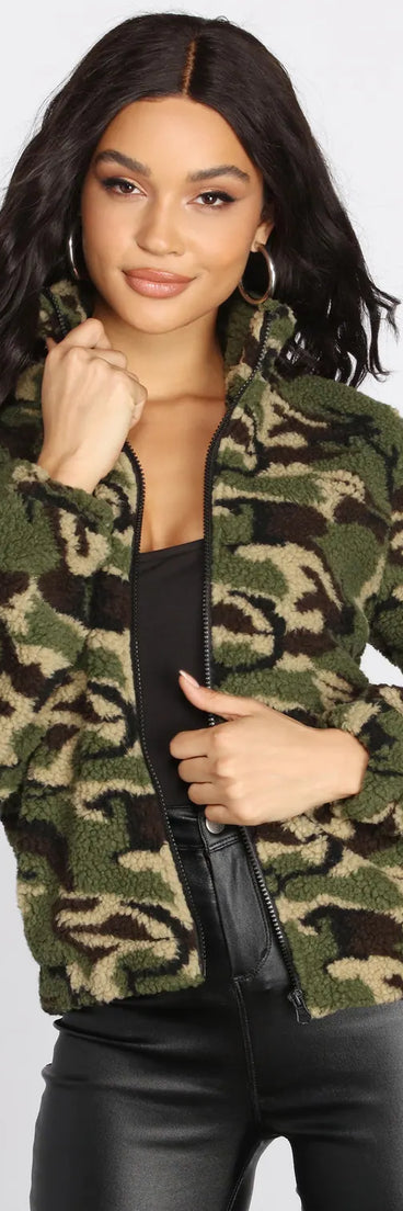 Now You See Me Faux Fur Camo Jacket