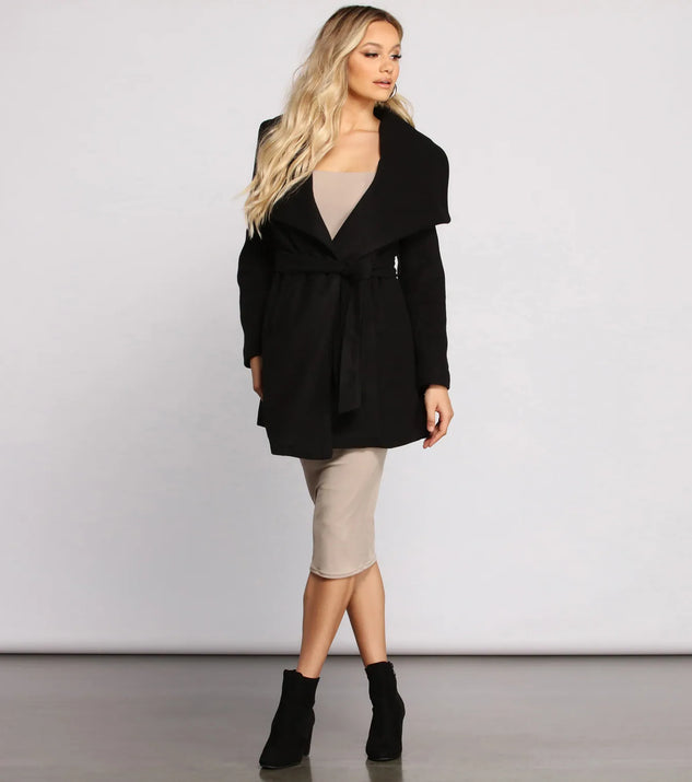 So Fab Fleece Belted Trench Coat