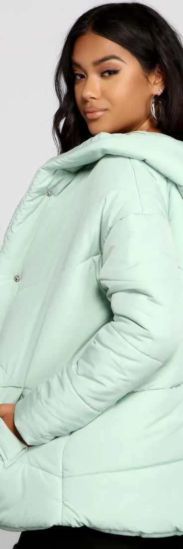 Lightweight Nylon Hooded Puffer Jacket