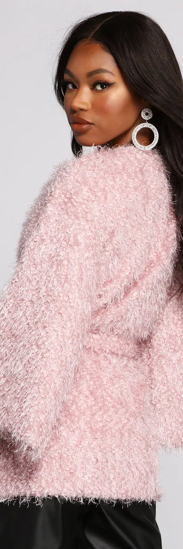 Shaggy Knit Tie Waist Jacket