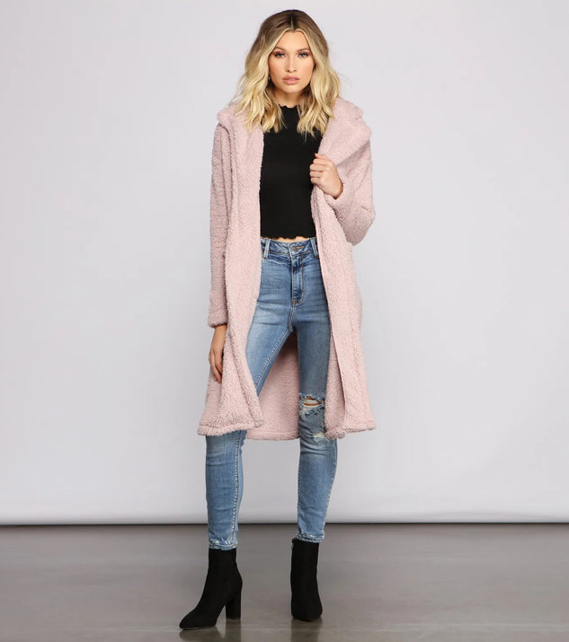 Fuzzy Fleece Long Teddy Coat