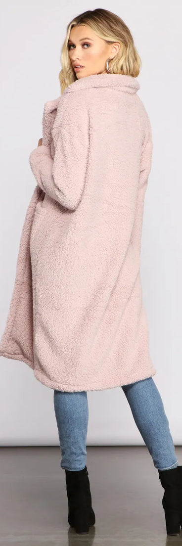 Fuzzy Fleece Long Teddy Coat