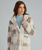 So Stunning Faux Fur Plaid Coat