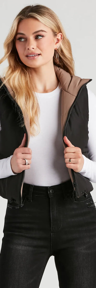 Stylish Puff Reversible Crop Vest