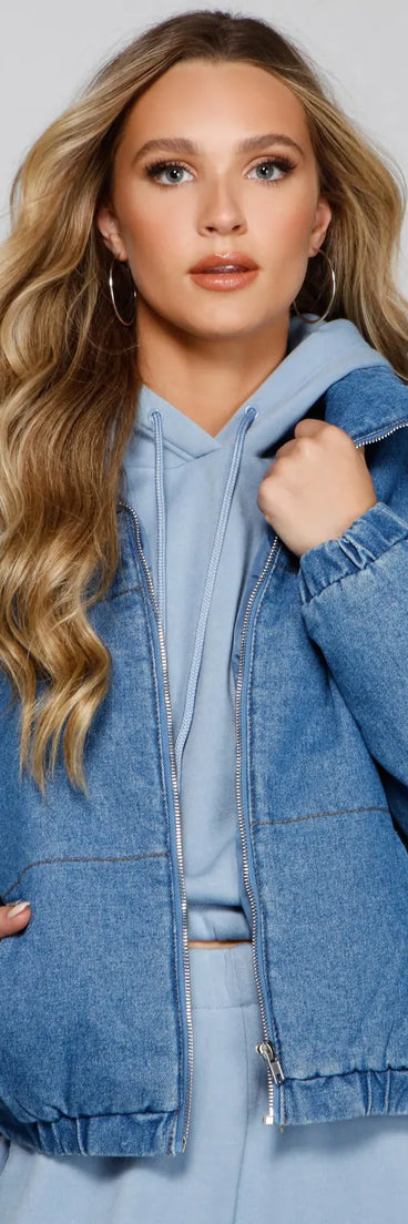 Stylish Layers Denim Puffer Jacket