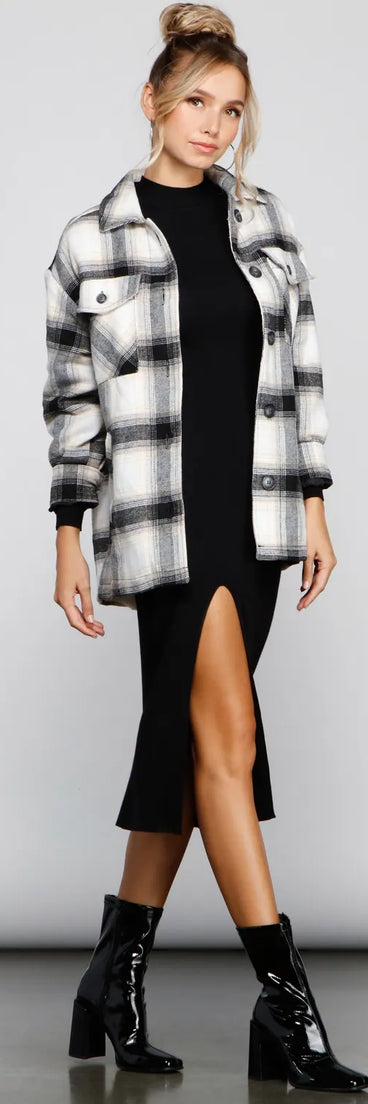 Falling For Cozy Vibes Plaid Sherpa Jacket