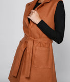 City Girl Faux Wool Trench Vest