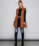 City Girl Faux Wool Trench Vest