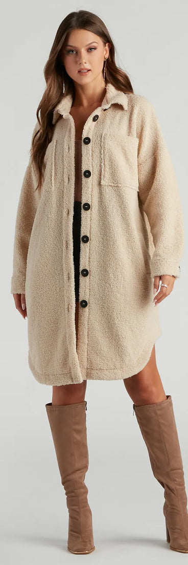 Cozy Days Sherpa Longline Shacket