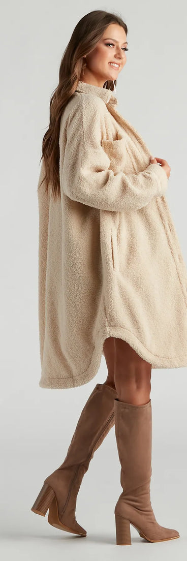 Cozy Days Sherpa Longline Shacket