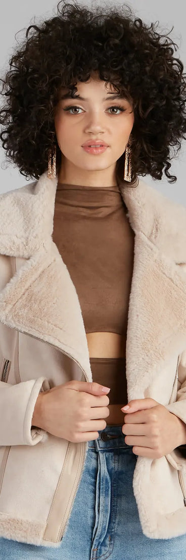 Luxe And Chic Sherpa Moto Coat