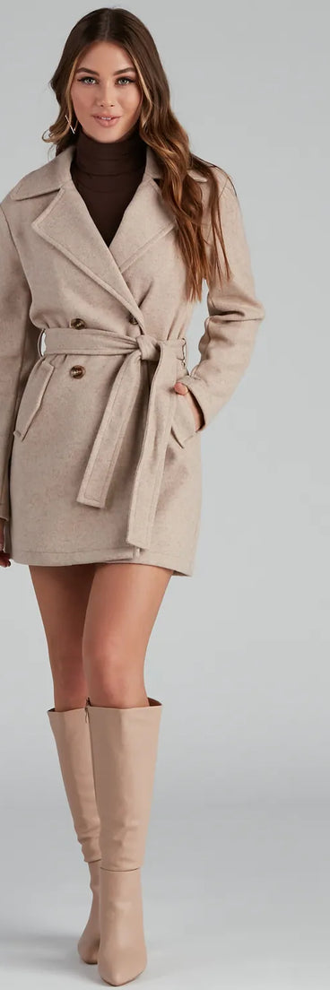 Elevated Chic Belted Faux Wool Coat