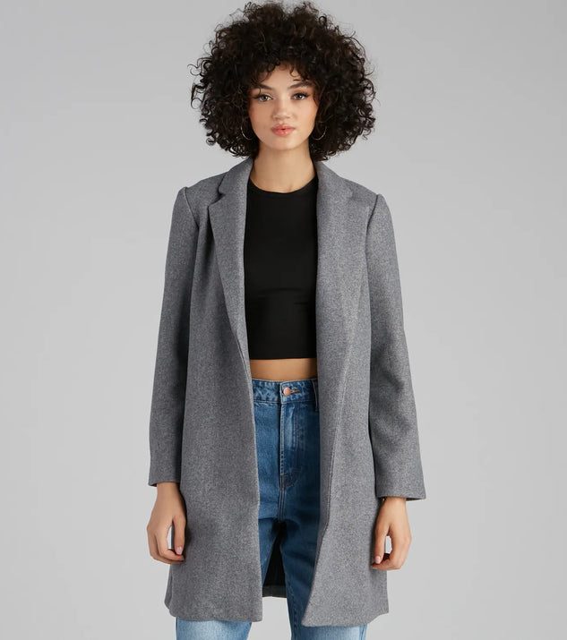 New York Faux Wool Trench Coat