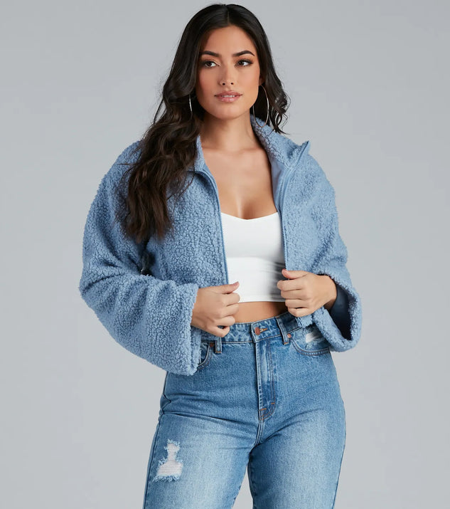 Keep It Chic Sherpa Cropped Jacket