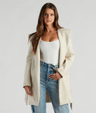 Belted Sophistication Faux Wool Coat