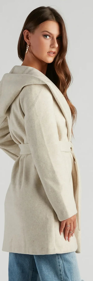 Belted Sophistication Faux Wool Coat