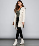 Belted Sophistication Faux Wool Coat