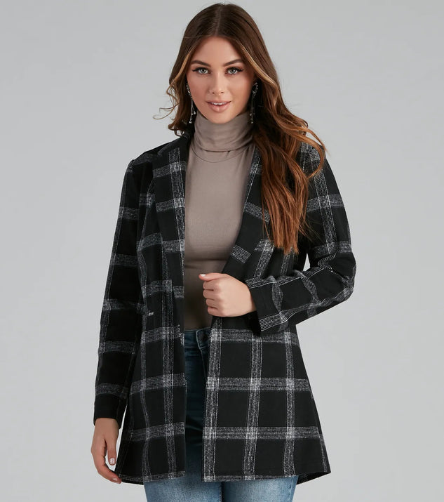 Pretty And Posh Plaid Coat