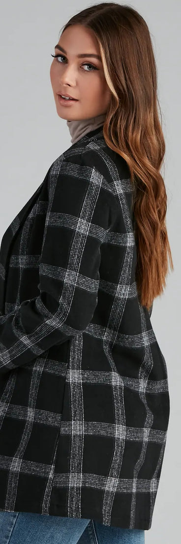 Pretty And Posh Plaid Coat