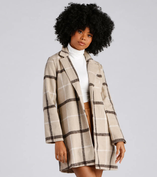 City Bound Plaid Faux Wool Coat