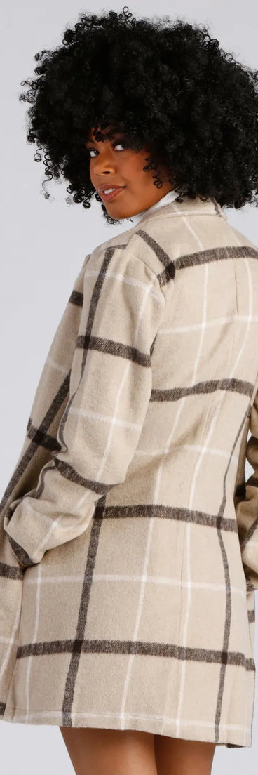 City Bound Plaid Faux Wool Coat