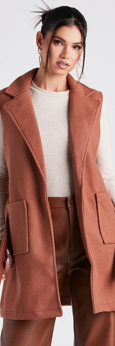 Chill Day Faux Wool Belted Vest