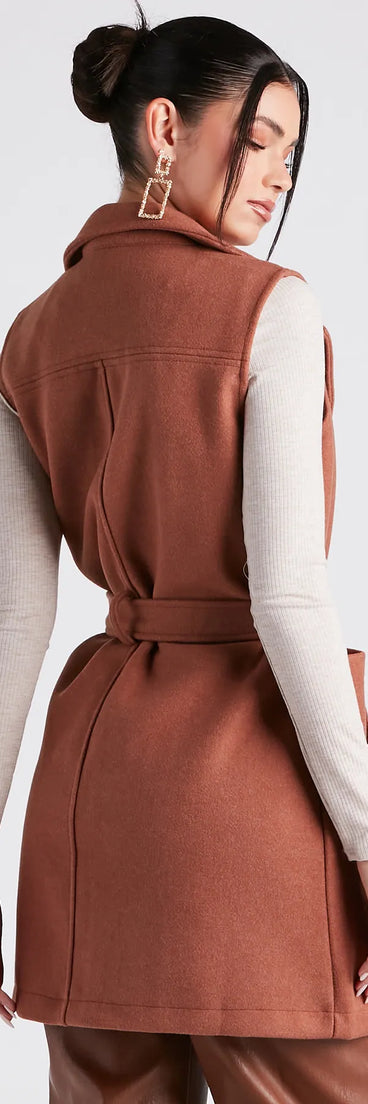 Chill Day Faux Wool Belted Vest