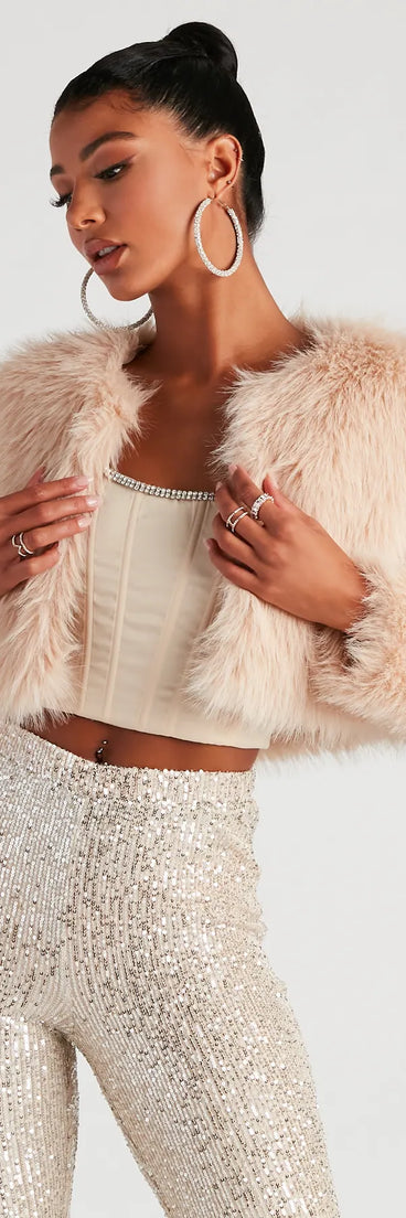 Style Diva Faux Fur Crop Jacket