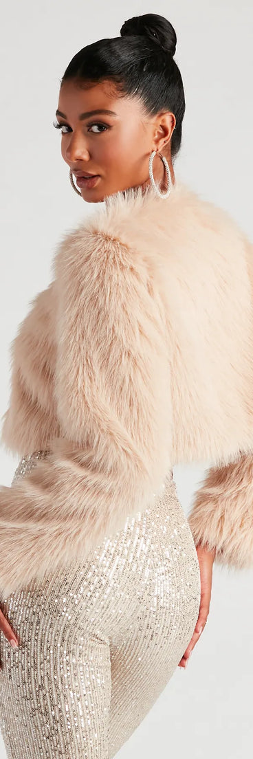 Style Diva Faux Fur Crop Jacket