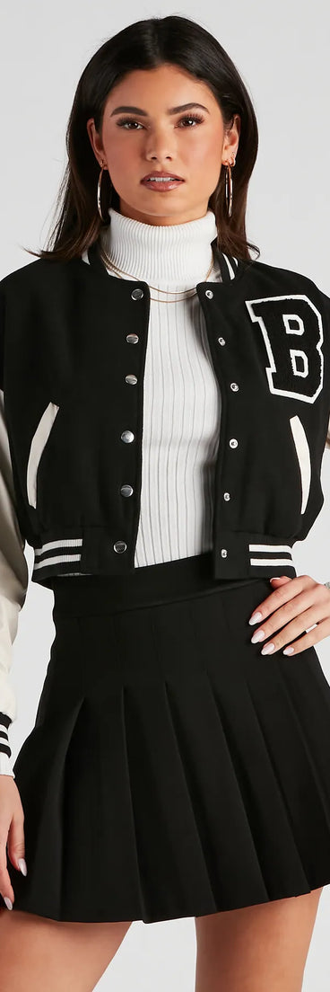 B For Babe Crop Letterman Jacket