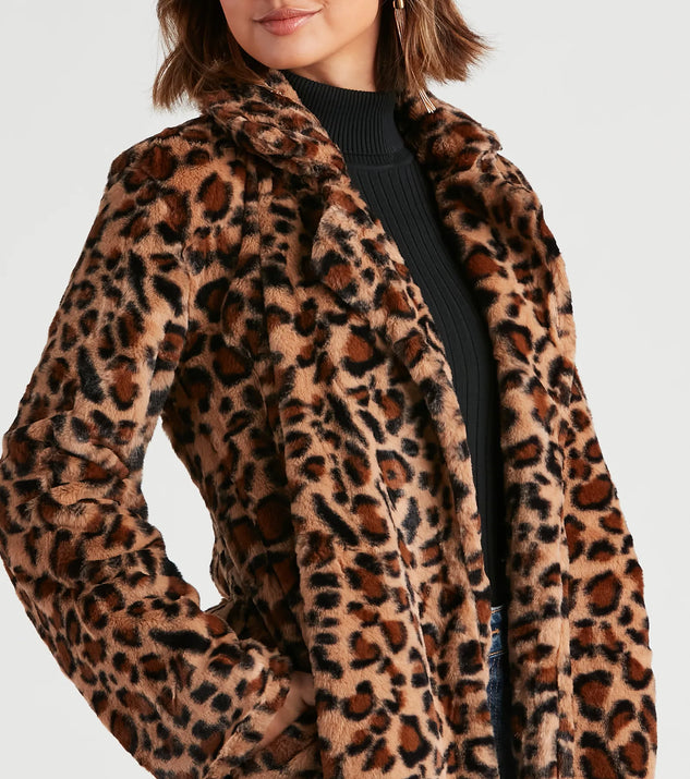 Fabulous Diva Leopard Print Faux Fur Coat | Windsor