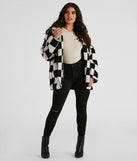 Cute In Checkered Faux Sherpa Jacket