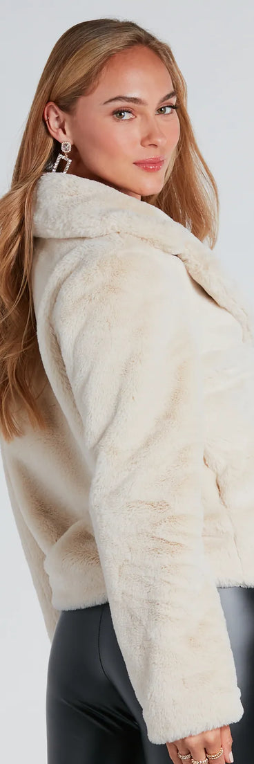 So Fur It Faux Fur Collared Jacket