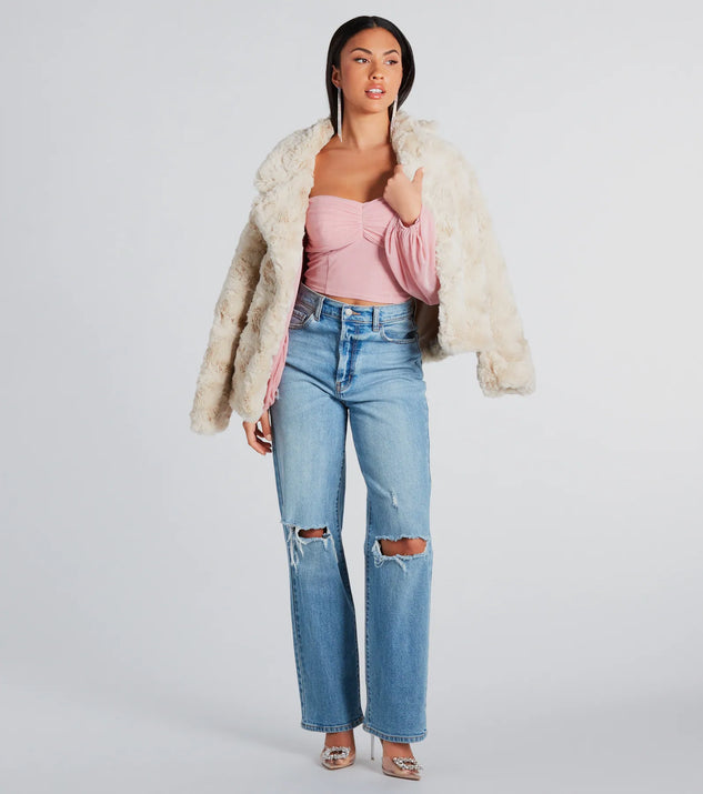 Top Trendsetter Textured Faux Fur Coat | Windsor