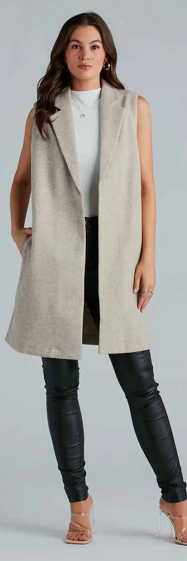 Invested To Style Faux Wool Long Vest