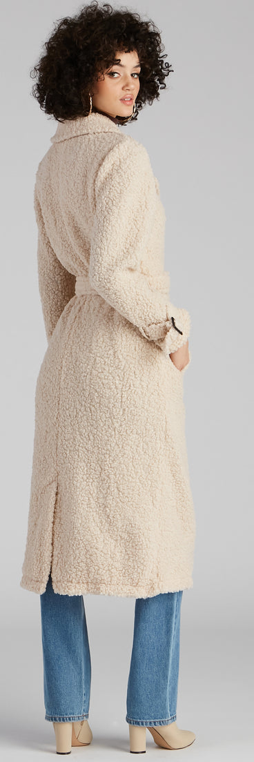 Locking Knit Down Sherpa Long Trench Coat
