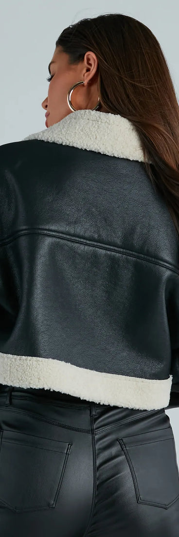 City Slicker Faux Leather Sherpa Lined Jacket