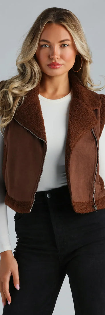 Cozy Elevated Faux Sherpa Trim Vest