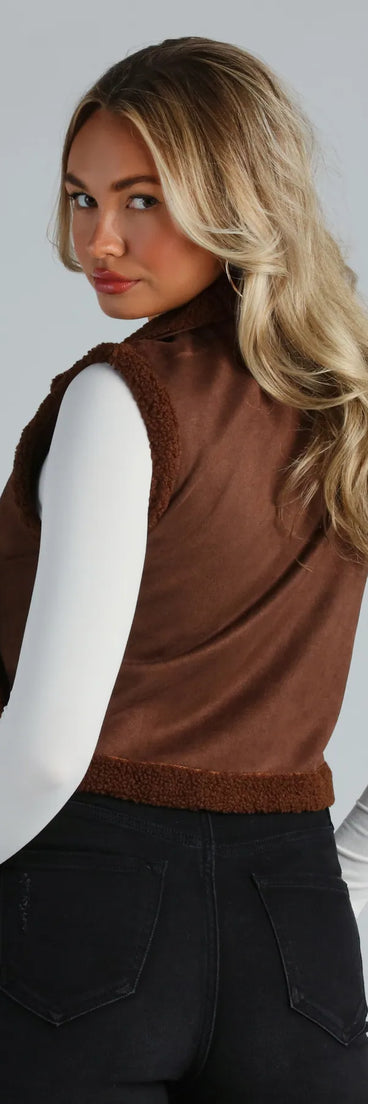 Cozy Elevated Faux Sherpa Trim Vest