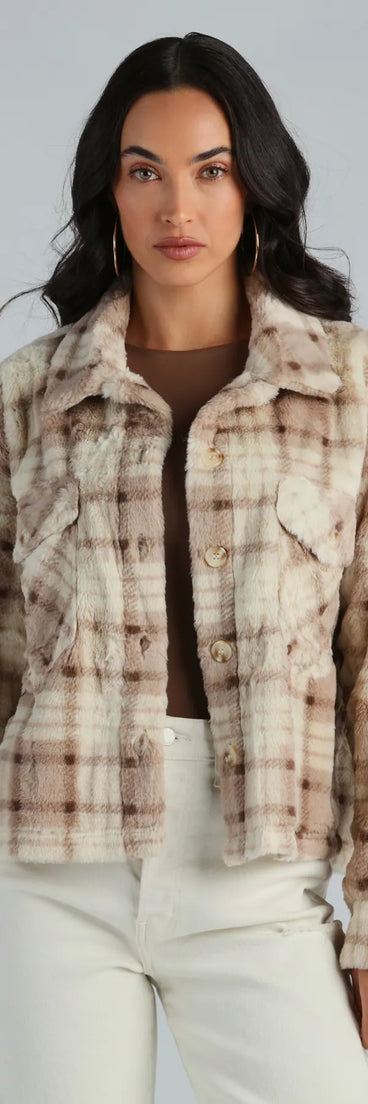 Cozy Days Faux Fur Plaid Shacket